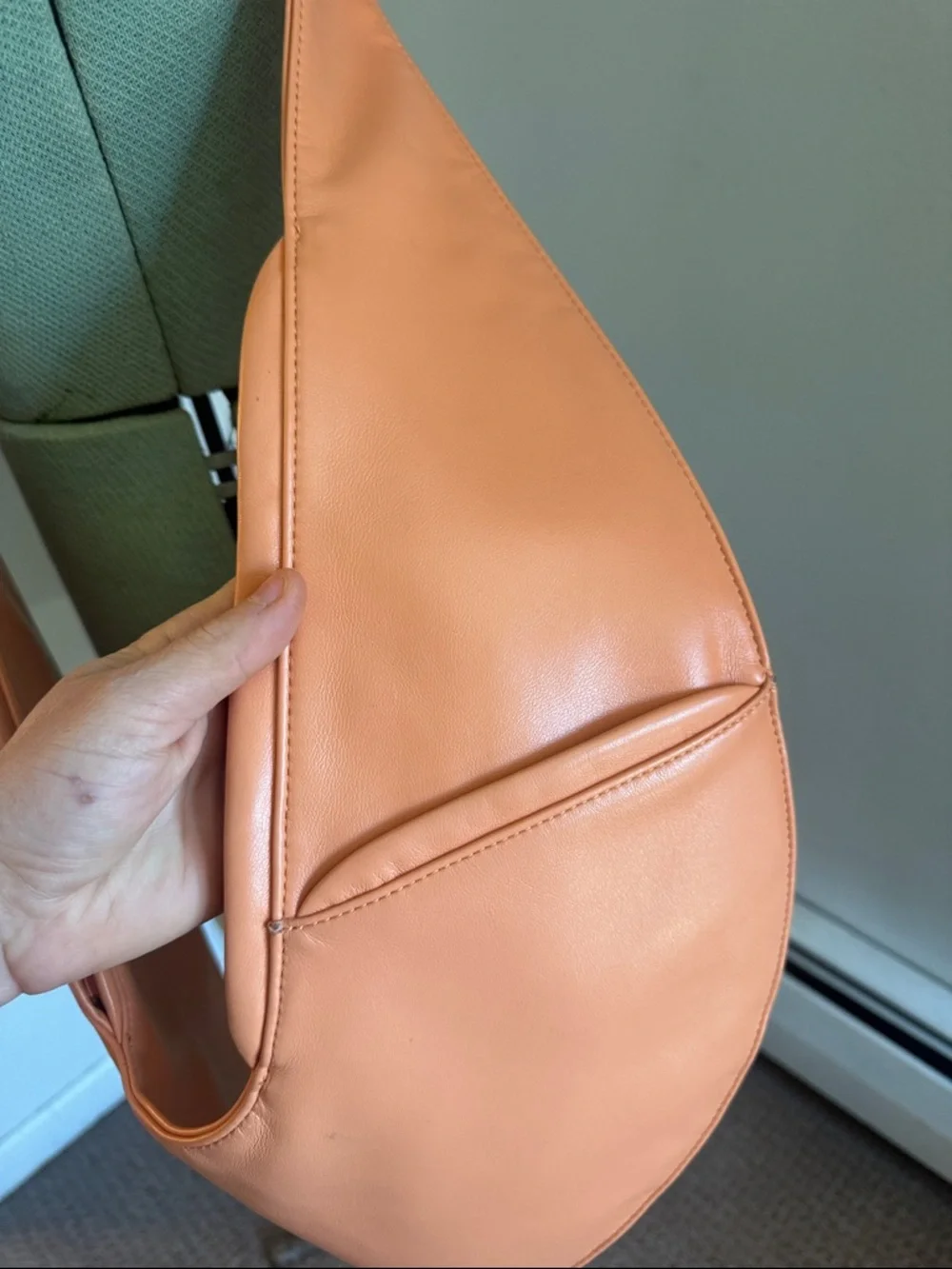 Sash Orange vegan leather Sleek Peach Crossbody Sling Bag for Women - Picture 4 of 5